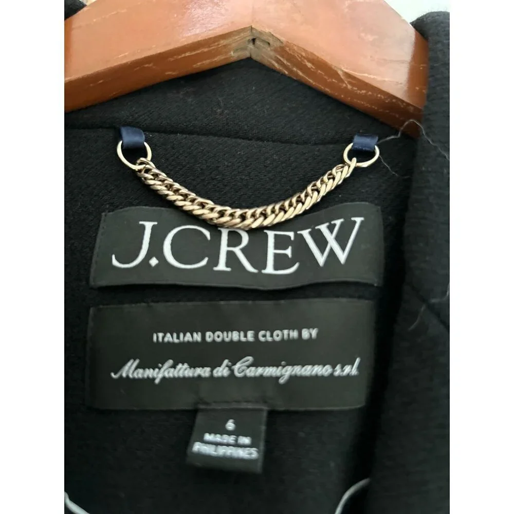 J. CREW Black Coat JACKET Italian Double Cloth Outdoor Wool Size 6 - Picture 8 of 11
